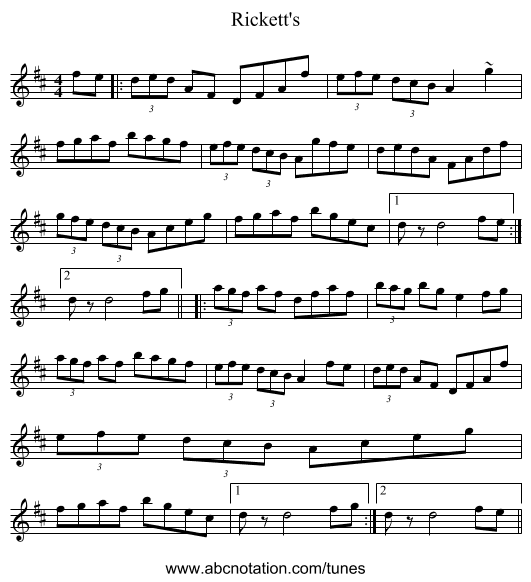 Rickett's - staff notation