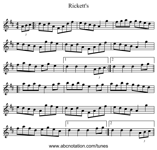 Rickett's - staff notation
