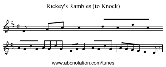 Rickey's Rambles (to Knock) - staff notation