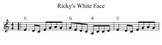 Ricky's White Face - staff notation