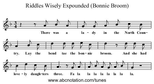 Riddles Wisely Expounded (Bonnie Broom) - staff notation