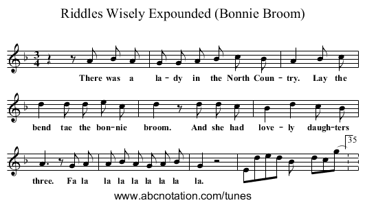 Riddles Wisely Expounded (Bonnie Broom) - staff notation