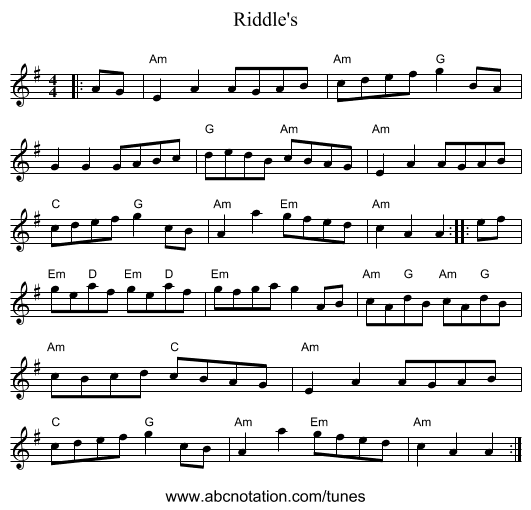 Riddle's - staff notation