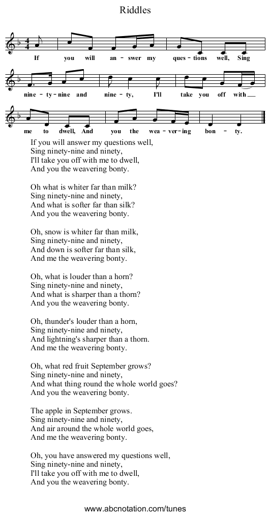 Riddles - staff notation