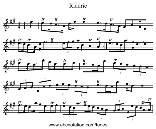 Riddrie - staff notation