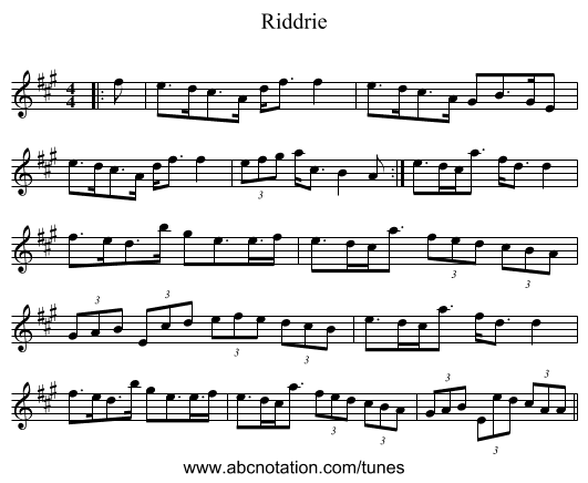 Riddrie - staff notation