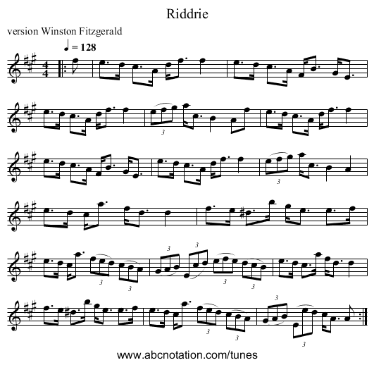 Riddrie - staff notation