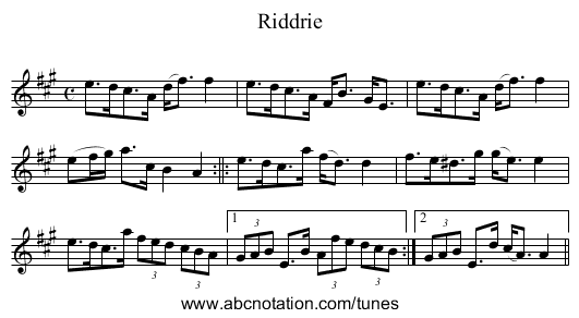 Riddrie - staff notation