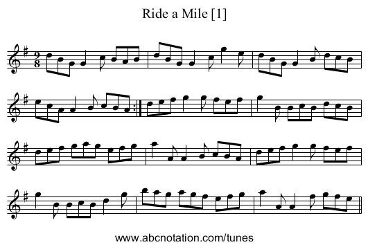Ride a Mile [1] - staff notation