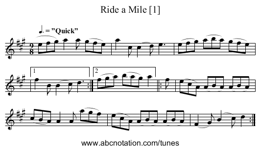 Ride a Mile [1] - staff notation