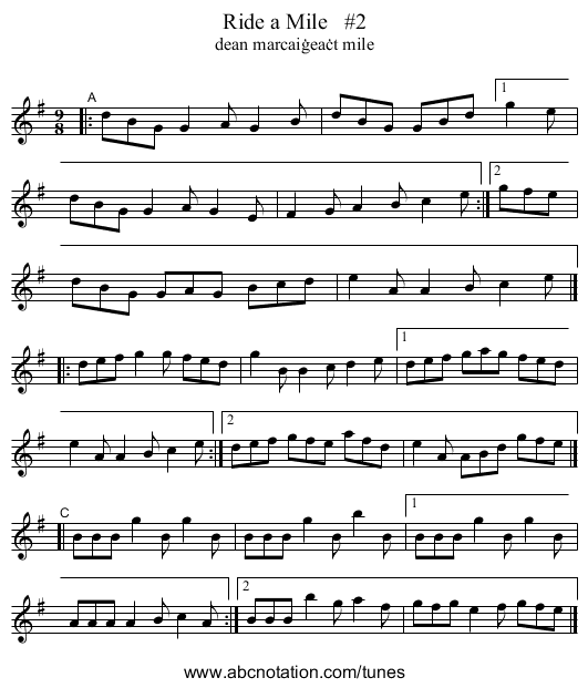 Ride a Mile   #2 - staff notation