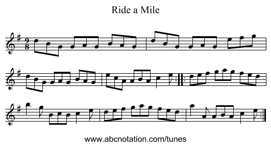 Ride a Mile - staff notation