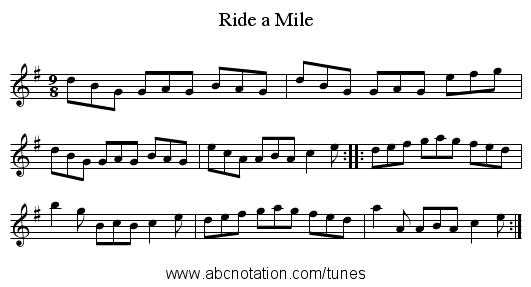 Ride a Mile - staff notation