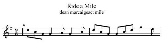 Ride a Mile - staff notation