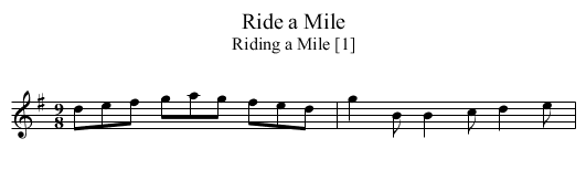 Ride a Mile - staff notation