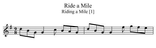 Ride a Mile - staff notation