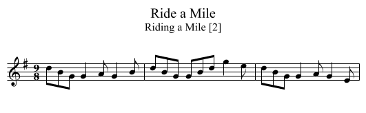 Ride a Mile - staff notation