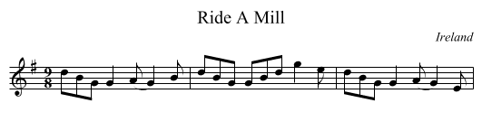 Ride A Mill - staff notation