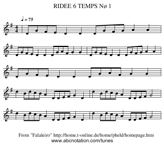 RIDEE 6 TEMPS Nø 1 - staff notation