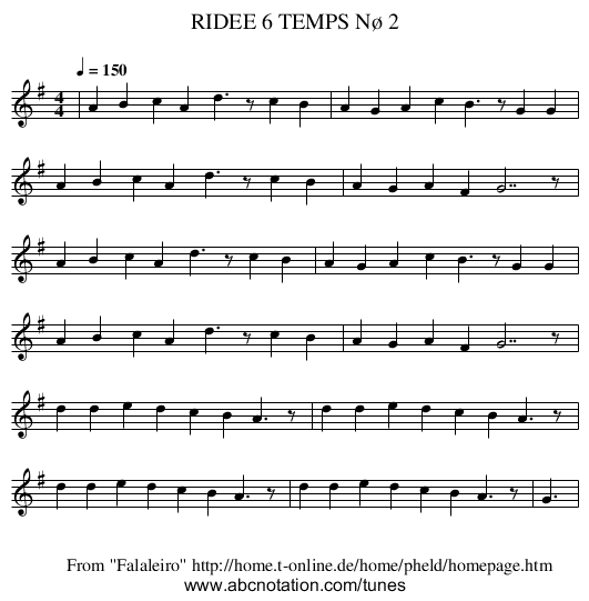 RIDEE 6 TEMPS Nø 2 - staff notation