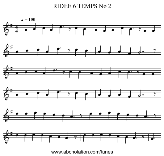 RIDEE 6 TEMPS Nø 2 - staff notation