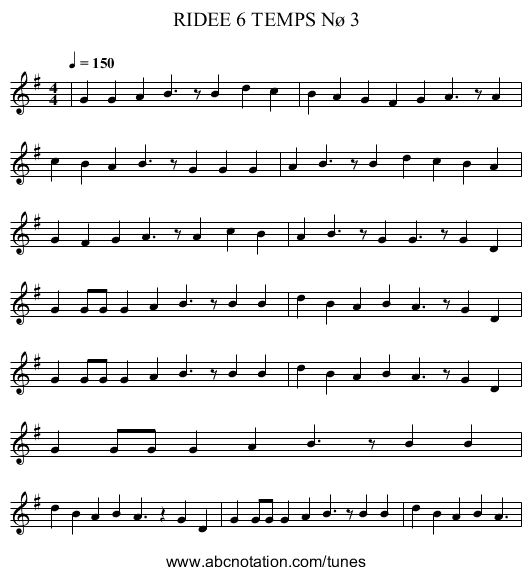 RIDEE 6 TEMPS Nø 3 - staff notation