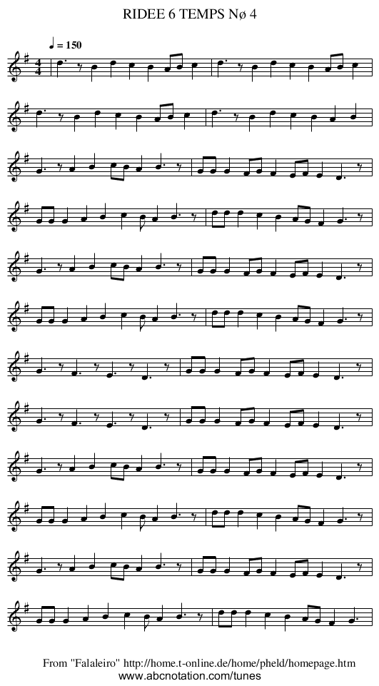RIDEE 6 TEMPS Nø 4 - staff notation