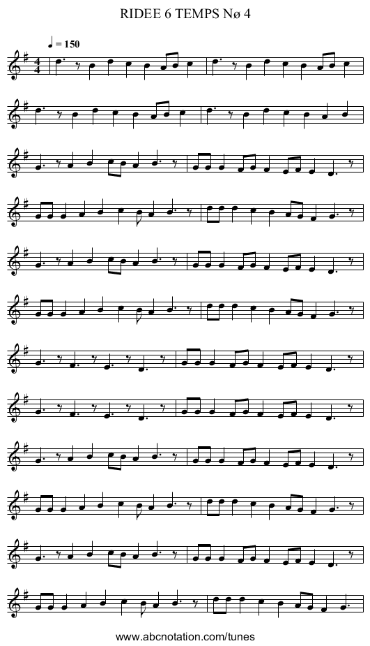 RIDEE 6 TEMPS Nø 4 - staff notation