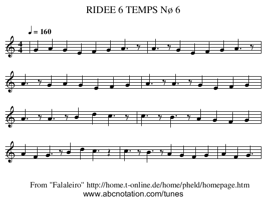 RIDEE 6 TEMPS Nø 6 - staff notation