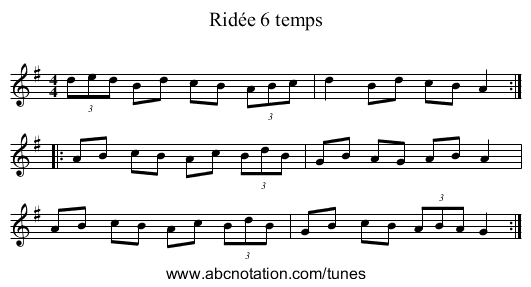 Ridée 6 temps - staff notation