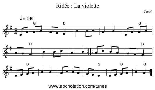 Ridée : La violette - staff notation