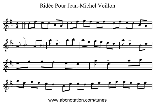 Ridée Pour Jean-Michel Veillon - staff notation