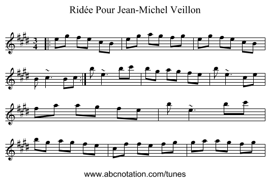 Ridée Pour Jean-Michel Veillon - staff notation