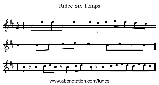 Ridée Six Temps - staff notation