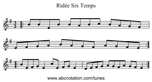 Ridée Six Temps - staff notation