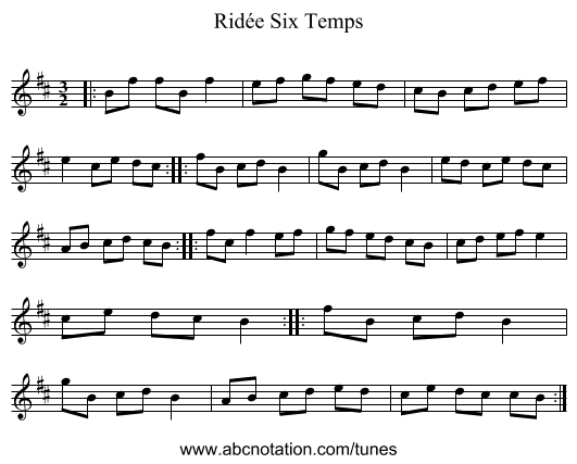 Ridée Six Temps - staff notation