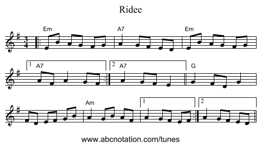 Ridee - staff notation