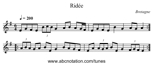Rid&eacute;e - staff notation