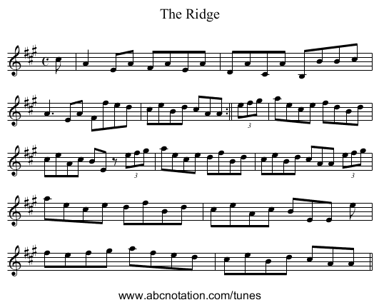 Ridge, The - staff notation