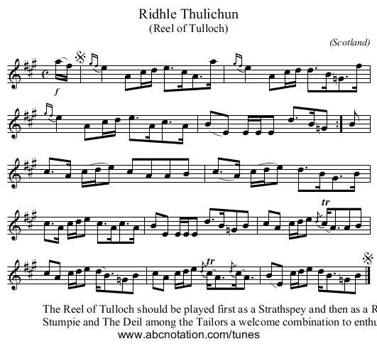 Ridhle Thulichun - staff notation