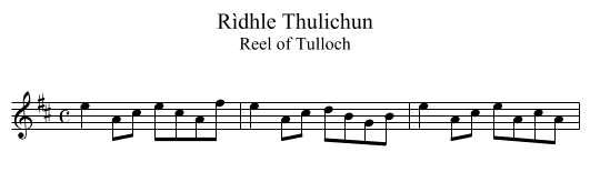 Rìdhle Thulichun - staff notation