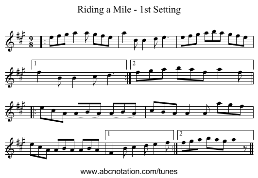 Riding a Mile - 1st Setting - staff notation