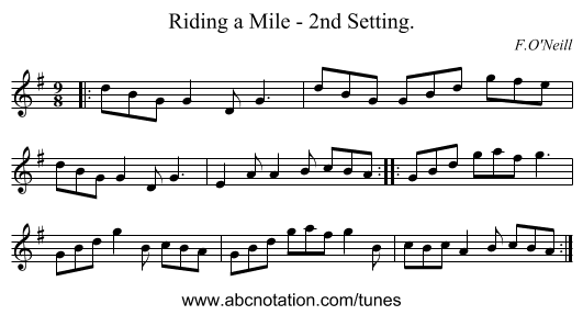 Riding a Mile - 2nd Setting. - staff notation