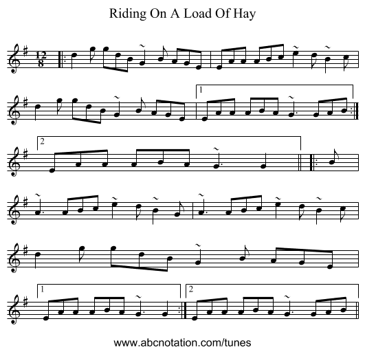 Riding On A Load Of Hay - staff notation