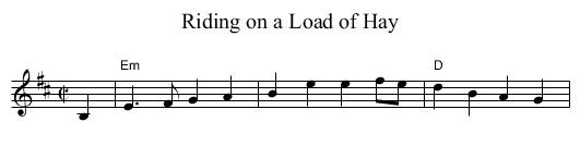 Riding on a Load of Hay - staff notation