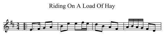 Riding On A Load Of Hay - staff notation