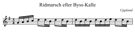 Ridmarsch efter Byss-Kalle - staff notation