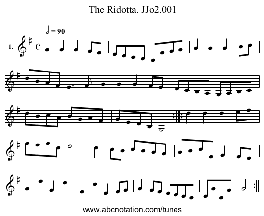 Ridotta. JJo2.001, The - staff notation