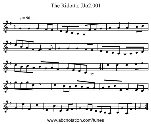 Ridotta. JJo2.001, The - staff notation