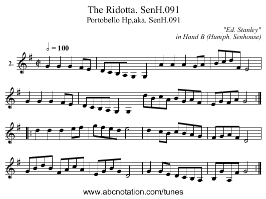 Ridotta. SenH.091, The - staff notation